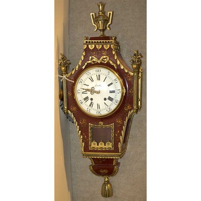 Lot 447 - Louis XVI Style Red Lacquered Cartel Clock...