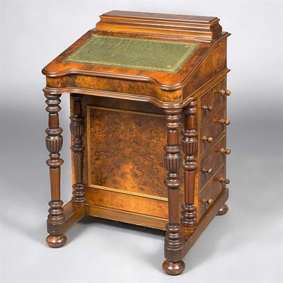 Lot 180 - Victorian Walnut Davenport The hinged slant...