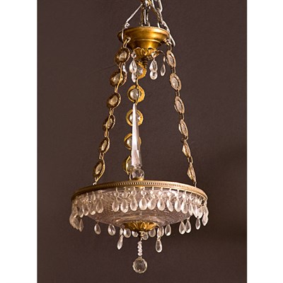 Lot 452 - Regency Style Brass and Glass Chandelier...