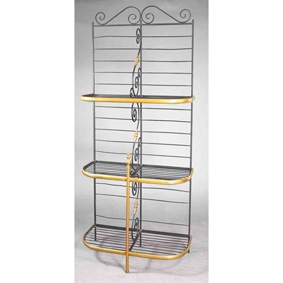 Lot 298 - Brass and Iron Three-Tier Baker's Rack Height...
