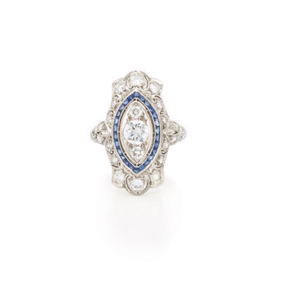 Lot 605 - Edwardian Platinum, Diamond and Sapphire Ring