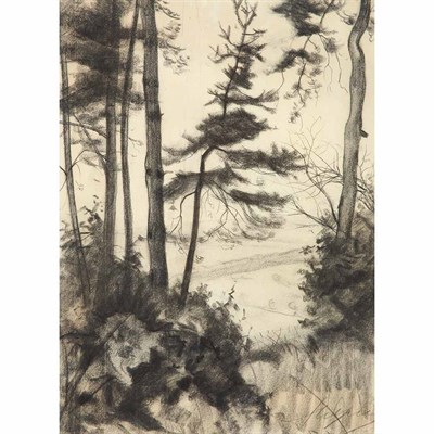 Lot 61 - Leon Wyczolkowski Polish, 1852-1936 Woodland...
