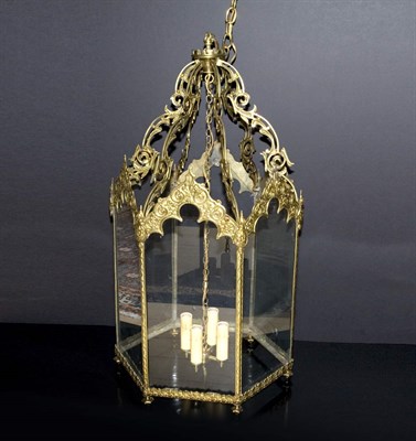 Lot 420 - French Style Gilt-Metal and Glass Four-Light...