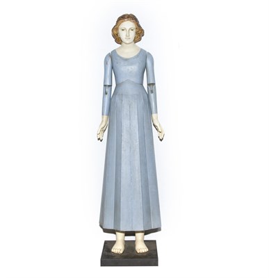 Lot 266 - Painted Metal and Wood Figure of a Woman...