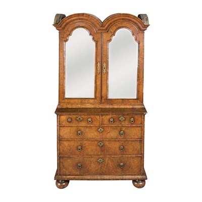 Lot 378 - George II Walnut Double Dome Top Bookcase...