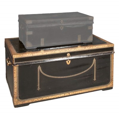 Lot 313 - Chinese Export Brass Bound Leather Trunk 19th...