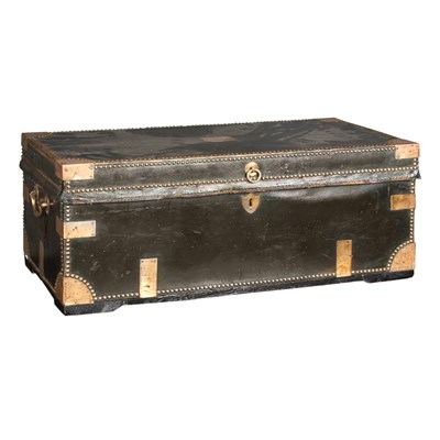 Lot 315 - Chinese Export Brass Bound Leather Trunk 19th...