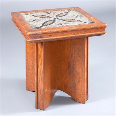 Lot 560 - Oak Low Table Inset with a Roman mosaic tile...