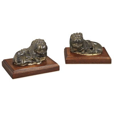 Lot 165 - Pair of Painted Alabaster Figures of Recumbent...