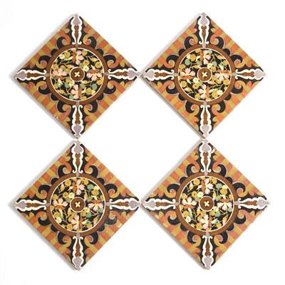 Lot 574 - Set of Four Arts and Crafts Polychrome...