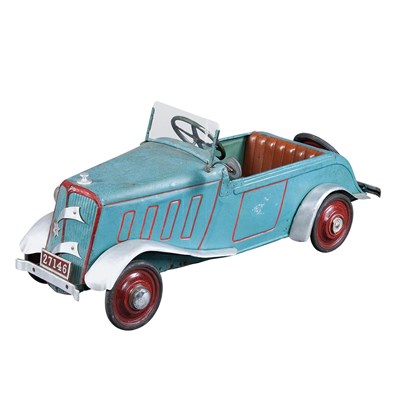 Lot 499 - French Tole Painted Pedal Car Length 44 1/2...