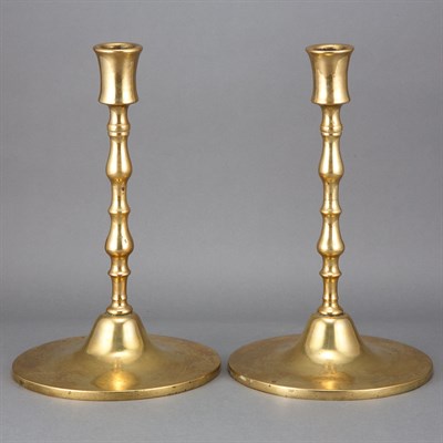 Lot 179 - Pair of Continental Brass Candlesticks...