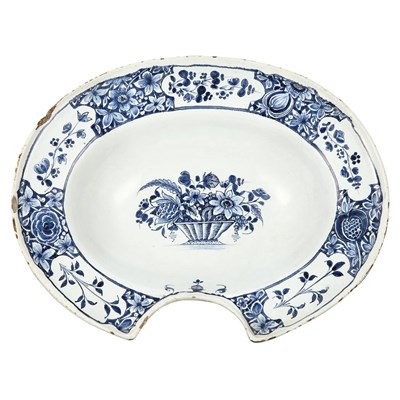 Lot 185 - Delft Blue and White Shaving Bowl Late 18th...