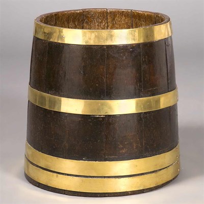 Lot 396 - George III Brass Bound Oak Log Holder 18th...