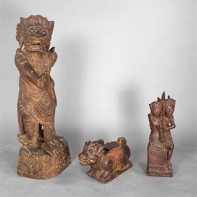 Lot 221 - Two Indonesian Carved Wood Tribal Figures;...