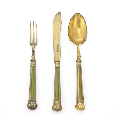 Lot 220 - Assembled English Silver Gilt and Green...