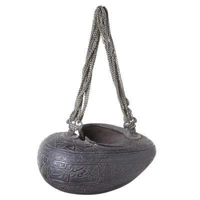 Lot 191 - Syrian Carved Wood Vessel; Together with a...