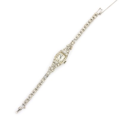 Lot 623 - White Gold and Diamond Wristwatch