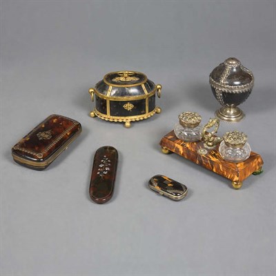 Lot 195 - Group of Tortoise Shell Desk Articles...