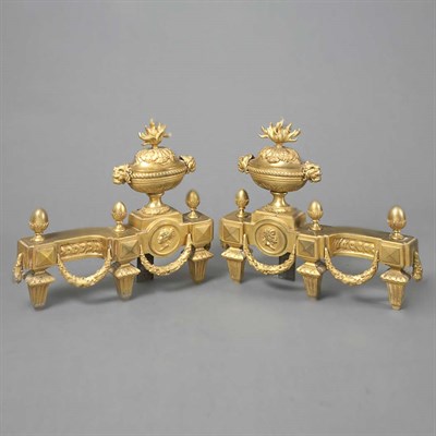 Lot 327 - Pair of Neoclassical Style Gilt-Bronze Chenets...