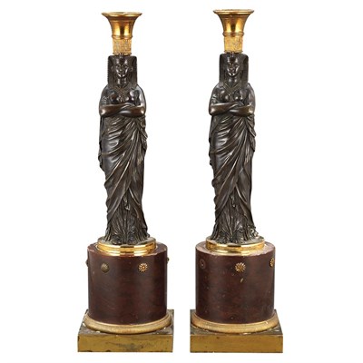 Lot 112 - Companion Pair of Egyptian Revival Gilt and...