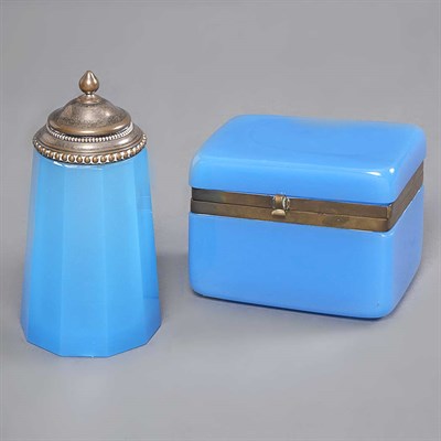 Lot 203 - Two Blue Opaline Glass Vanity Articles