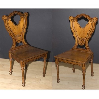 Lot 398 - Pair of Biedermeier Style Hall Chairs
