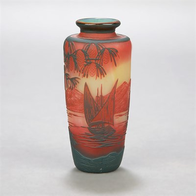Lot 376 - De Vez Acid Etched Cameo Glass Cabinet Bud...
