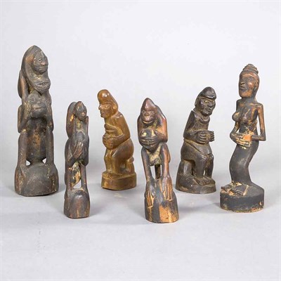 Lot 184 - Group of Six Southeast Asian Carved Wood...