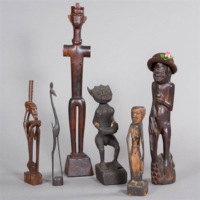 Lot 230 - Group of Six Southeast Asian Carved Wood...