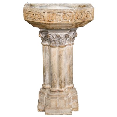 Lot 217 - French Gothic Limestone Font The...