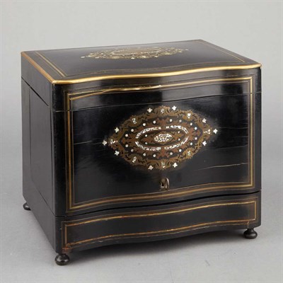 Lot 205 - Napoleon III Brass and Mother-of-Pearl Inlaid...