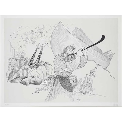 Lot 131 - Al Hirschfeld NOAH'S ARK--JOHN HOUSTON AS NOAH...