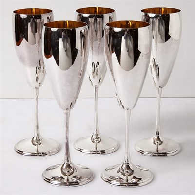 Lot 300 - Set of Twelve 800 Quality Silver Champagne...