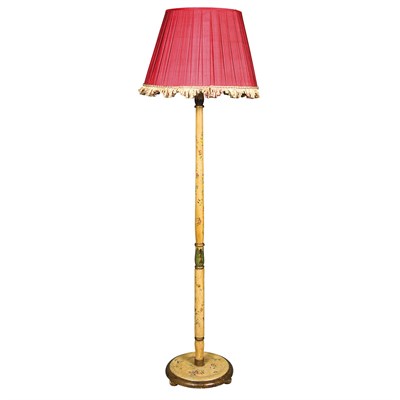 Lot 185 - Faux Tole Painted Wood Floor Lamp Of elongated...