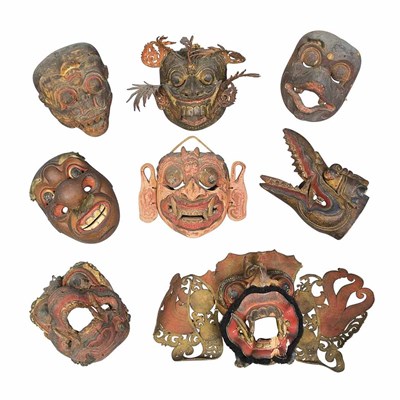 Lot 201 - Group of Eight Indonesian Tribal Masks Height...