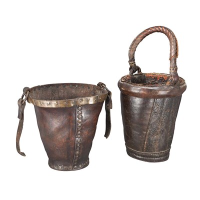 Lot 167 - Two Cromwellian Style Leather Fire Buckets...