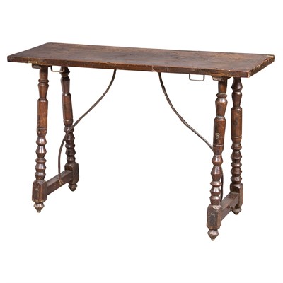 Lot 233 - Spanish Baroque Walnut and Wrought Iron Hall...