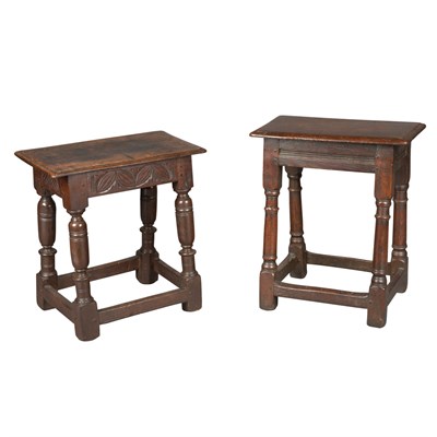 Lot 239 - Two Early English Oak Joint Stools 17th/18th...