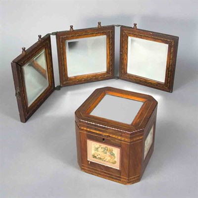 Lot 208 - Carved Wood Folding Traveling Vanity Mirror;...