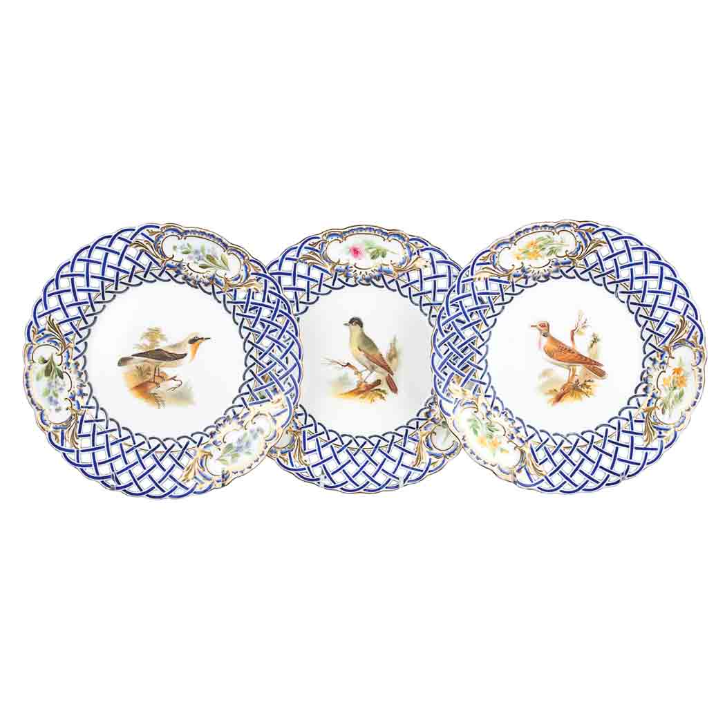 Lot 448 - Group of Three Continental Bird Decorated...