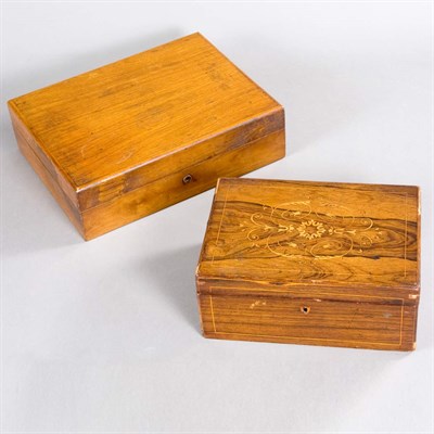 Lot 219 - Wood Cigar Box; Together with an Inlaid...
