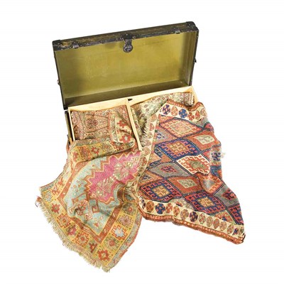 Lot 253 - Metal Travel Trunk; Together with a Group of...