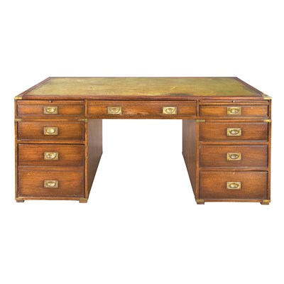 Lot 499 - English Mahogany Campaign Desk Height 30...