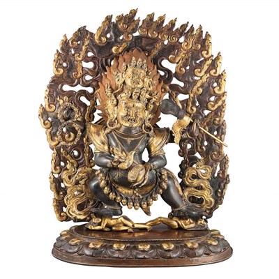 Lot 457 - Tibetan Gilt-Bronze Nihla Mahakala 18th/19th...