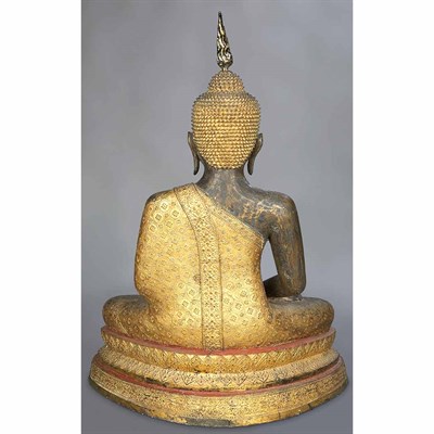 Lot 458 - Thai Gilt-Bronze Seated Buddha 17th/18th...