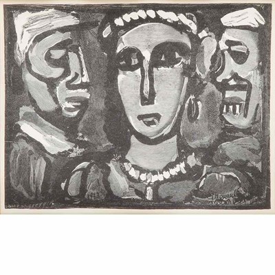 Lot 94 - Georges Rouault LES VISAGES Wood engraving,...