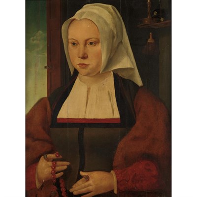 Lot 12 - Follower of Joos van Cleve Portrait of a Lady...