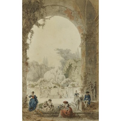 Lot 54 - Manner of Hubert Robert Figures in a Garden...