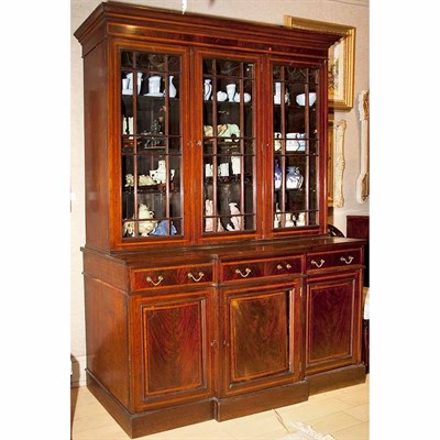 Lot 552 - George III Style Mahogany Breakfront Bookcase...
